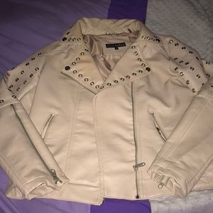 Light pink Steve Madden faux leather waist jacket
